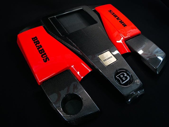 Mercedes-Benz W463 G63 G-Class Brabus Red and Carbon Fiber Engine Cover Set